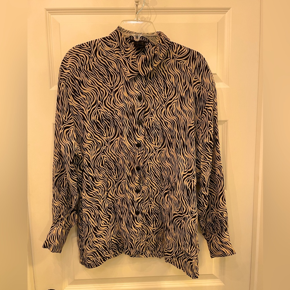 Escada Vintage 100% Silk Blouse Animal Print